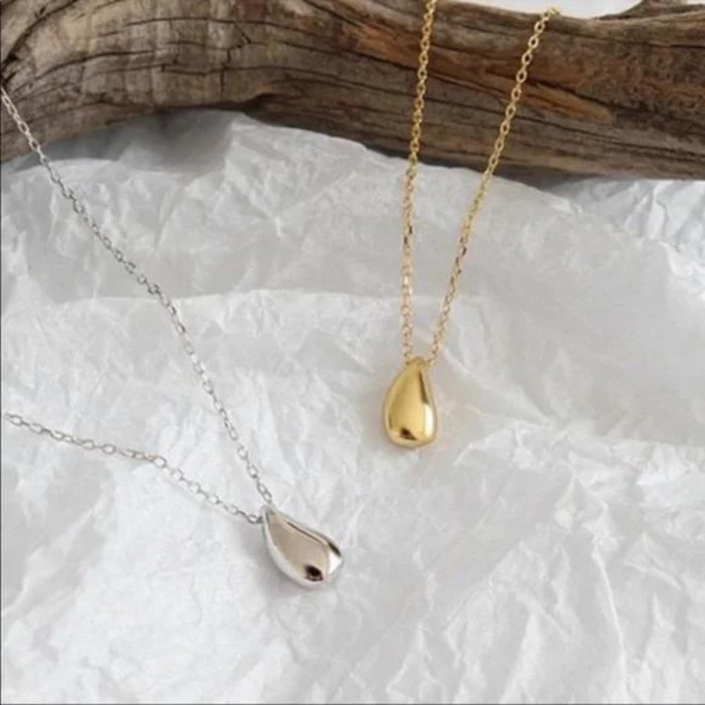 925 STERLING SILVER WATERDROP NECKLACE, NICE NECKLACE, CUTE NECKLACE - Picture 2 of 3